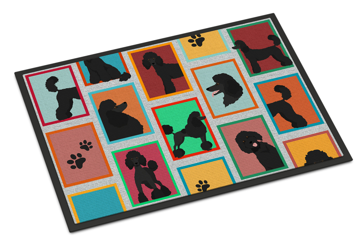 Lots of Black Standard Poodle Doormat